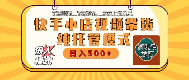 快手小店托管代运营 全程无需操作 二八分成 月入5000+-蜜桃网创