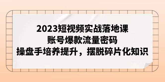 2023短视频实战落地课，账号爆款流量密码，操盘手培养提升，摆脱碎片化知识-蜜桃网创