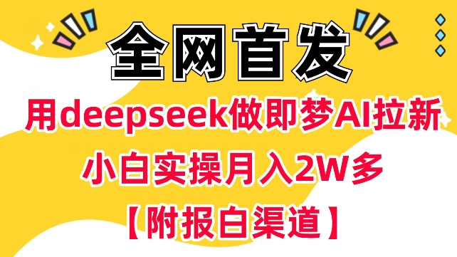 用deepseek做即梦Ai拉新 小白实操月入过W+【附报白渠道】-蜜桃网创