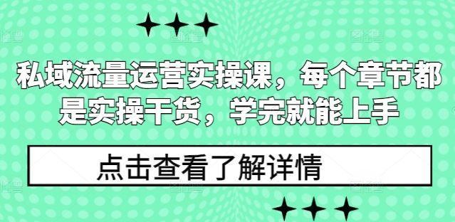 私域流量运营实操课，每个章节都是实操干货，学完就能上手-蜜桃网创