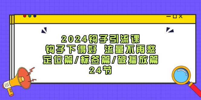 2024钩子引流课：钩子下得好流量不再愁，定位篇/标签篇/破播放篇/24节-蜜桃网创