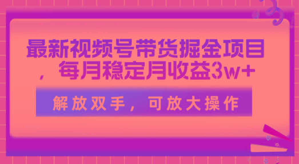 最新视频号带货掘金项目,每月稳定月收益3w+,解放双手,可放大操作-蜜桃网创