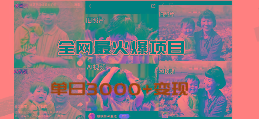 全网爆火的AI让老照片动起来教程，蹭热点日赚3000+，内含免费工具一键...-蜜桃网创