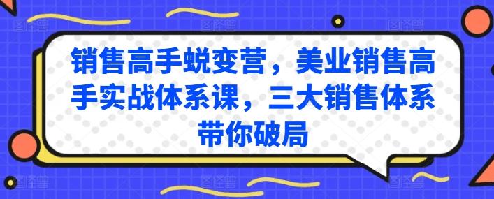 销售高手蜕变营，美业销售高手实战体系课，三大销售体系带你破局-蜜桃网创