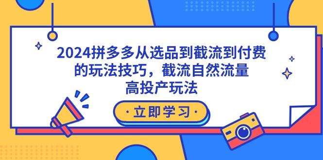 2024拼多多从选品到截流到付费的玩法技巧，截流自然流量玩法，高投产玩法-蜜桃网创