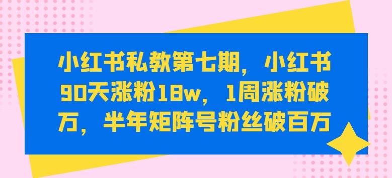 小红书私教第七期，小红书90天涨粉18w，1周涨粉破万，半年矩阵号粉丝破百万-蜜桃网创