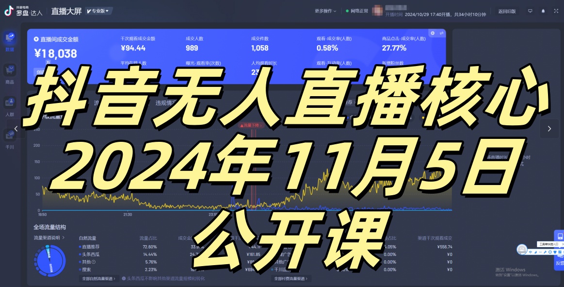 抖音无人直播核心公开课，咸鱼翻身小白可做带有睡后收入月入过万太简单【揭秘】-蜜桃网创