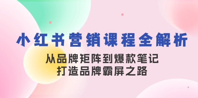 小红书营销课程全解析，从品牌矩阵到爆款笔记，打造品牌霸屏之路-蜜桃网创