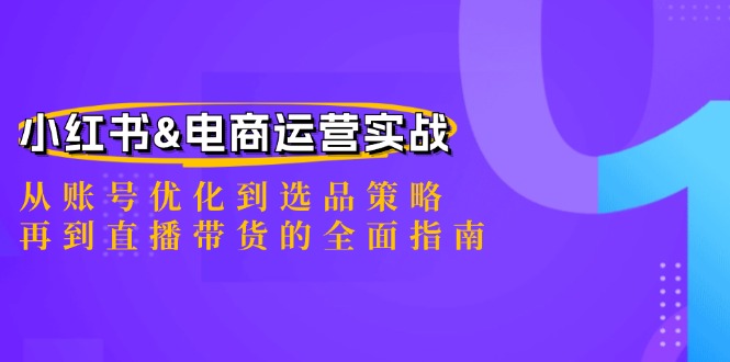 小红书&电商运营实战：从账号优化到选品策略，再到直播带货的全面指南-蜜桃网创
