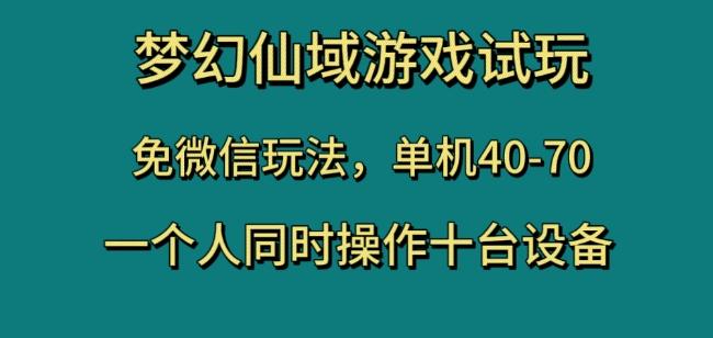 梦幻仙域游戏试玩，免微信玩法，单机40-70，一个人同时操作十台设备【揭秘】-蜜桃网创