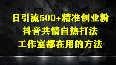 日引流500+精准创业粉，抖音共情自热打法，工作室都在用的方法-蜜桃网创