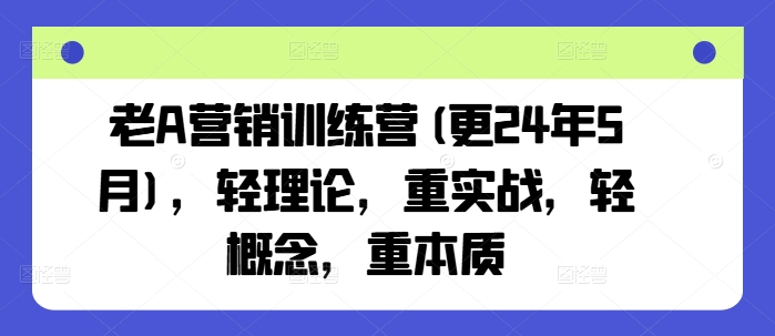 老A营销训练营(更24年12月)，轻理论，重实战，轻概念，重本质-蜜桃网创
