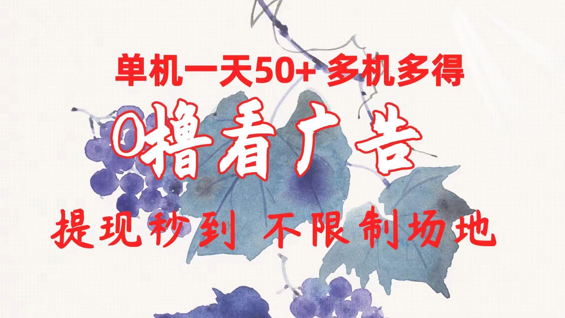 0撸看广告 单机一天50+多机多得 提现秒到 不限制场地操作-蜜桃网创