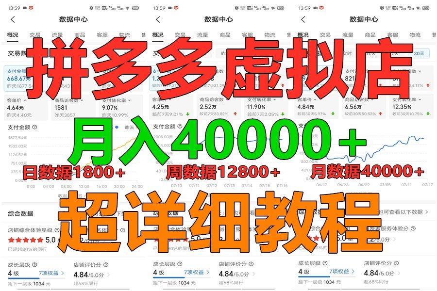 拼多多虚拟电商训练营月入40000+,全网最详细,你做你也行,暴利稳定长久-蜜桃网创