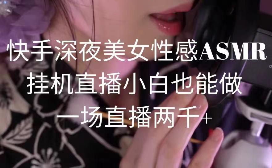 快手深夜美女性感ASMR挂机直播，小白也能做，一场直播两千+-蜜桃网创