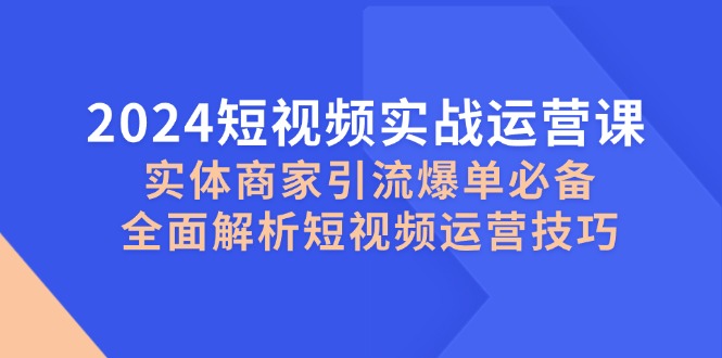 2024短视频实战运营课，实体商家引流爆单必备，全面解析短视频运营技巧-蜜桃网创