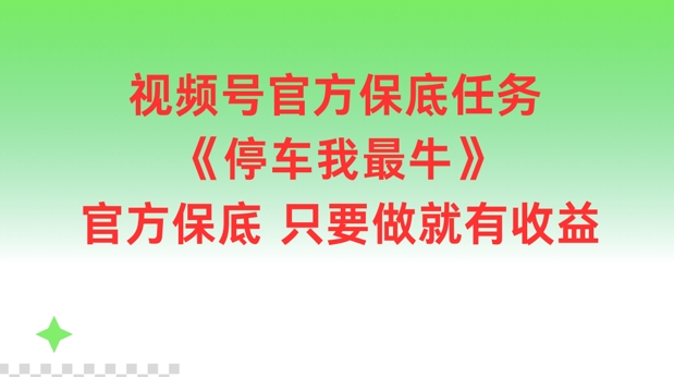 视频号官方保底任务，停车我最牛，官方保底只要做就有收益【揭秘】-蜜桃网创