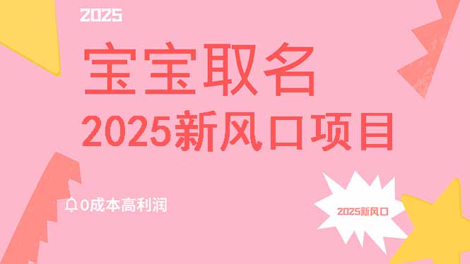 2025新风口项目宝宝取名，0成本高利润，附保姆级教程，月入过万不是梦-蜜桃网创