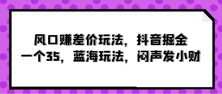 (10022期)风口赚差价玩法，抖音掘金，一个35，蓝海玩法，闷声发小财-蜜桃网创