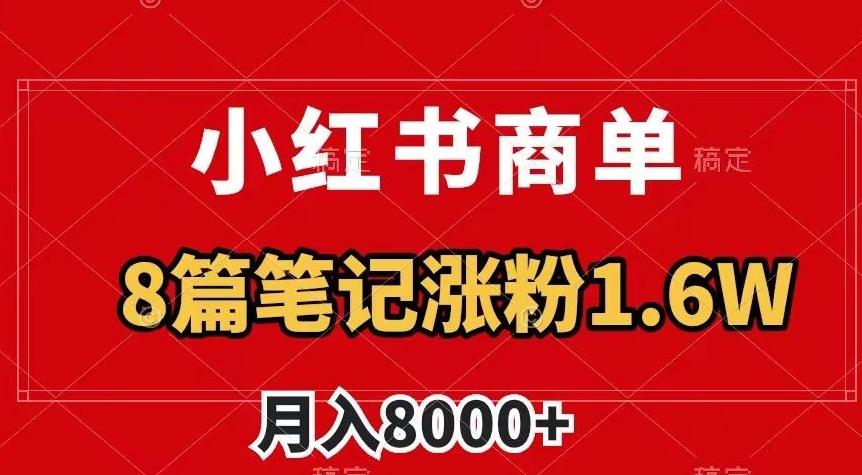 小红书商单最新玩法，8篇笔记涨粉1.6w，作品制作简单，月入8000+【揭秘】-蜜桃网创