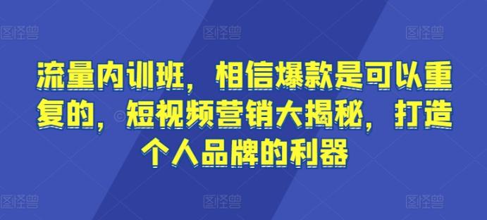 流量内训班,相信爆款是可以重复的,短视频营销大揭秘,打造个人品牌的利器-蜜桃网创
