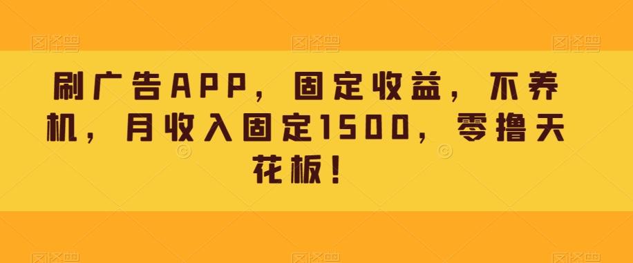 刷广告APP，固定收益，不养机，月收入固定1500，零撸天花板！-蜜桃网创