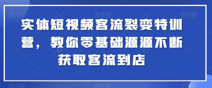 实体短视频客流裂变特训营，教你零基础源源不断获取客流到店-蜜桃网创