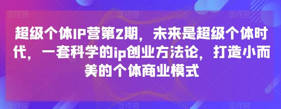 超级个体IP营第2期，未来是超级个体时代，一套科学的ip创业方法论，打造小而美的个体商业模式-蜜桃网创