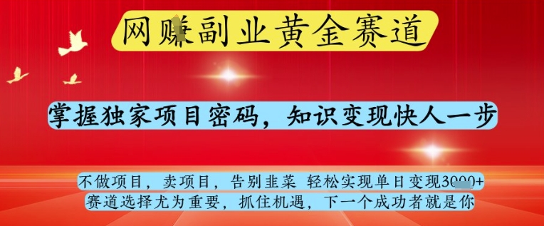 网创副业黄全赛道，掌握独家项目密码，知识变现快人一步，告别韭菜轻松实现单日变现1k+【揭秘】-蜜桃网创