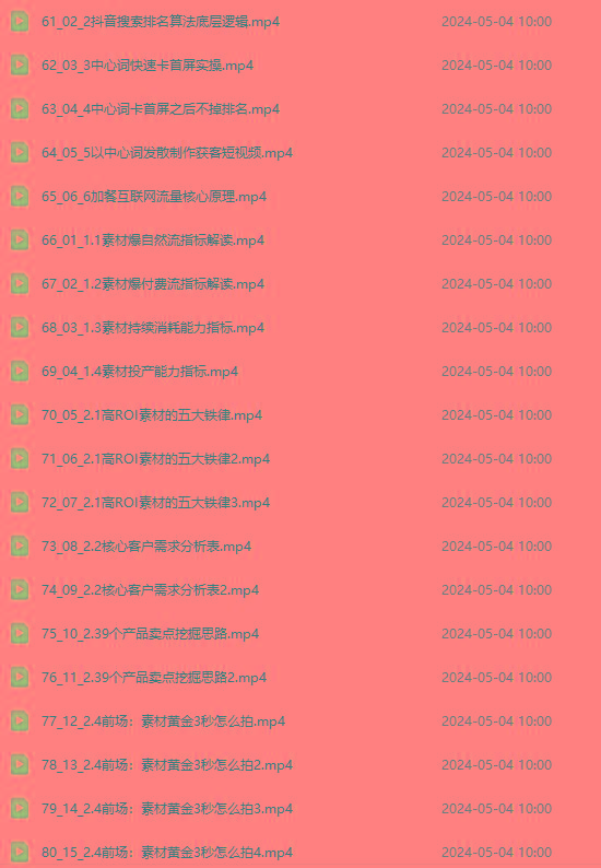 图片[4]-2024单品正价起号，直播素材投流选品：选品课+投流课+素材课+卡首屏/100节-蜜桃网创