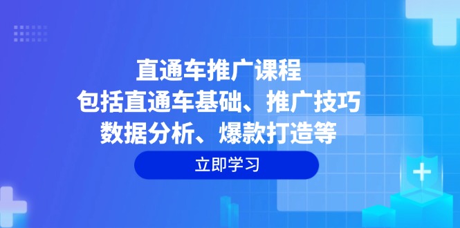 直通车推广课程：包括直通车基础、推广技巧、数据分析、爆款打造等-蜜桃网创