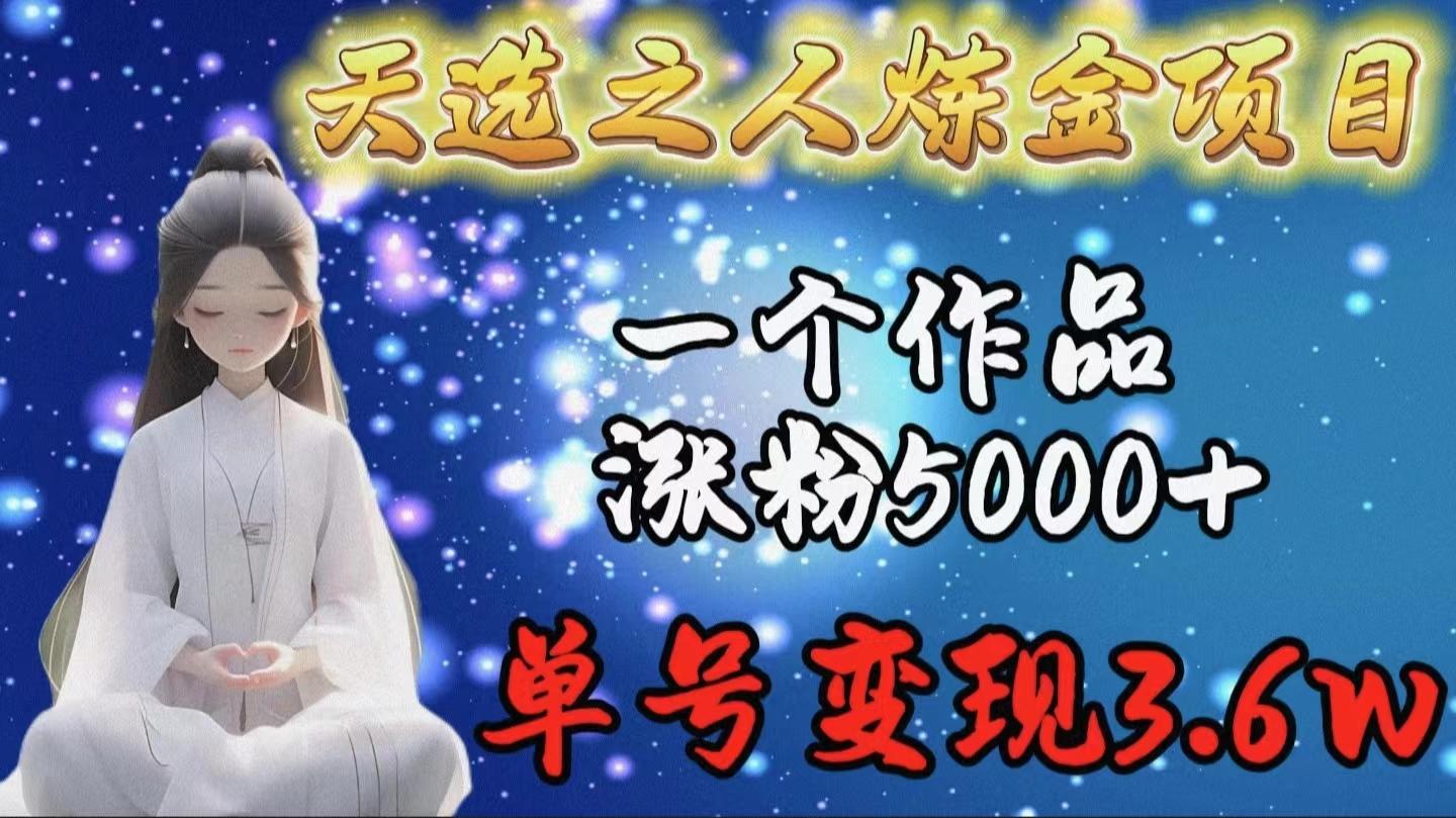 (9693期)天选之人炼金项目，一个作品涨粉5000+，单号变现3.6w-蜜桃网创