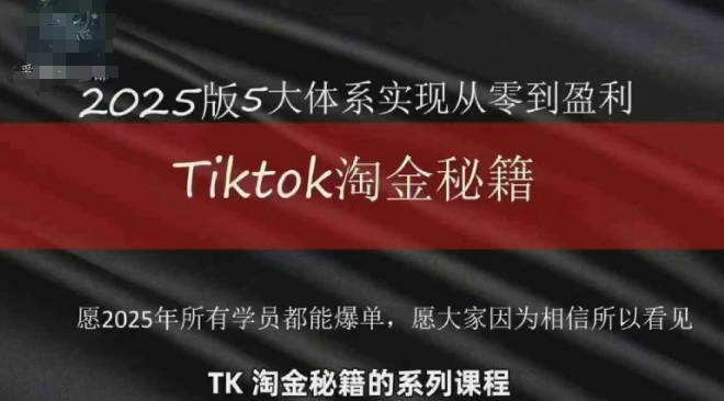 TikTok跨境2025淘金秘籍,2025TikTok从0到盈利变现-蜜桃网创