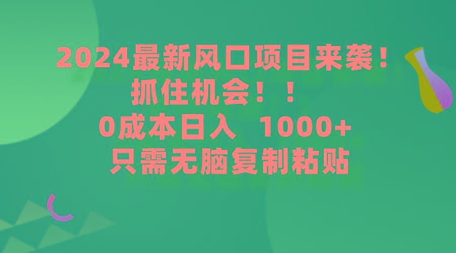 (9899期)2024最新风口项目来袭，抓住机会，0成本一部手机日入1000+，只需无脑复…-蜜桃网创