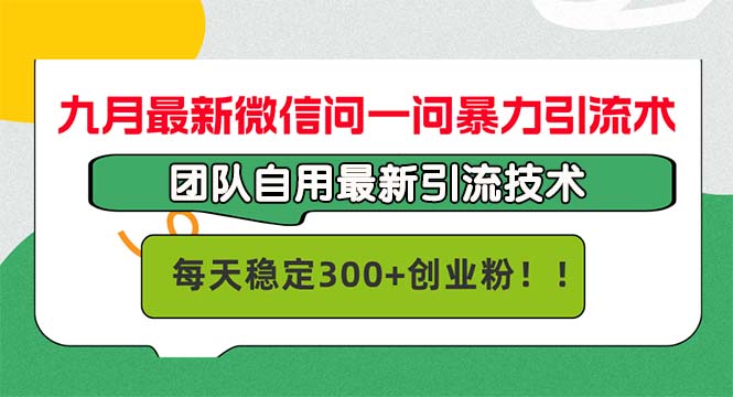九月最新微信问一问暴力引流术，团队自用引流术，每天稳定300+创...-蜜桃网创
