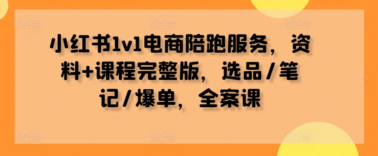 小红书1v1电商陪跑服务，资料+课程完整版，选品/笔记/爆单，全案课-蜜桃网创