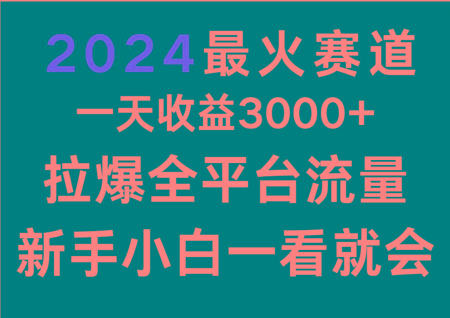 2024最火赛道，一天收一3000+.拉爆全平台流量，新手小白一看就会-蜜桃网创