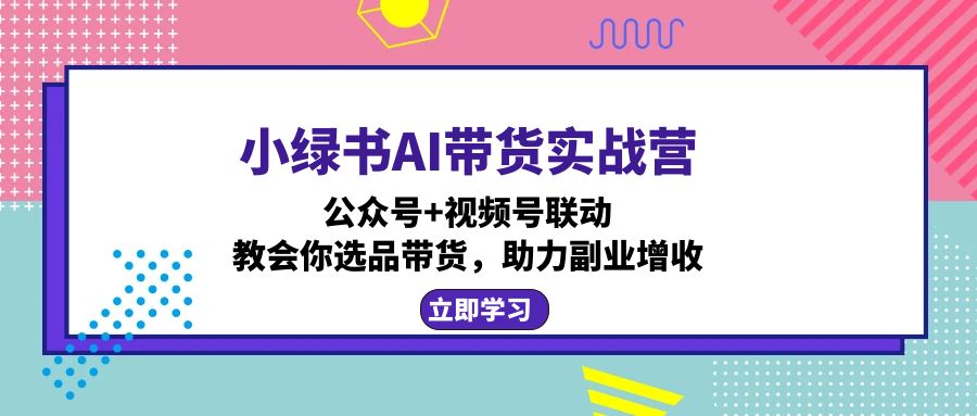 小绿书AI带货实战营：公众号+视频号联动，教会你选品带货，助力副业增收-蜜桃网创