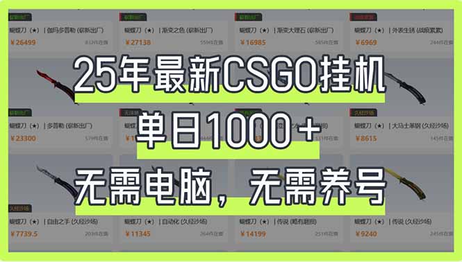 25年最新CSGO挂机系统，单日1000+，无需电脑，无需养号，0基础可上手-蜜桃网创