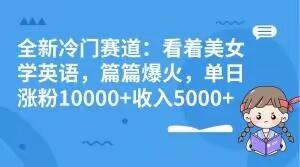 全新冷门赛道：看着美女学英语，篇篇爆火，单日涨粉10000+收入5000+-蜜桃网创