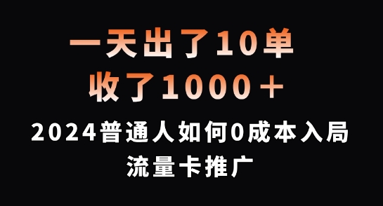 一天出了10单，收了1000+，2024普通人如何0成本入局流量卡推广【揭秘】-蜜桃网创
