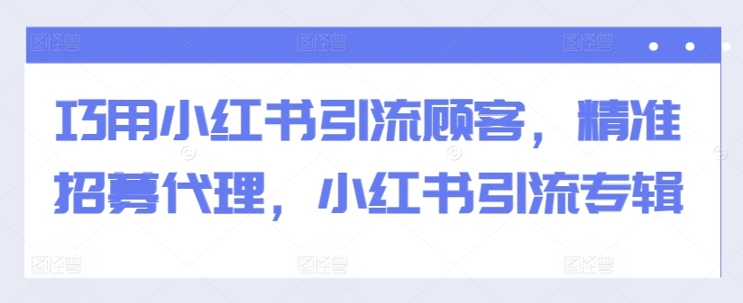 巧用小红书引流顾客,精准招募代理,小红书引流专辑-蜜桃网创