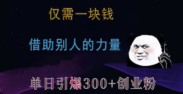 仅需一块钱，借助别人的力量，单日引爆300+创业粉、兼职粉【揭秘】-蜜桃网创