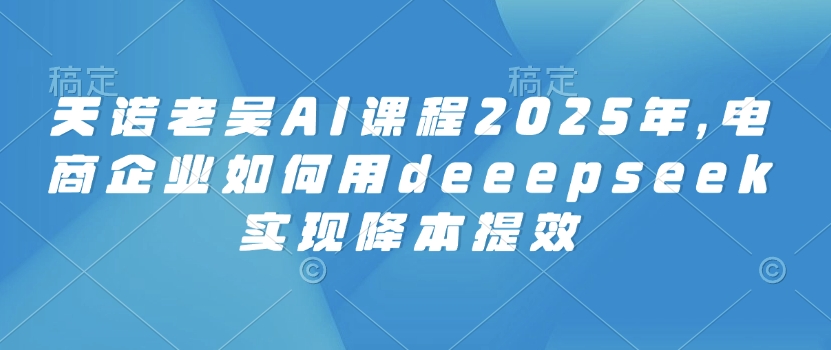 天诺老吴AI课程2025年，电商企业如何用deeepseek实现降本提效-蜜桃网创