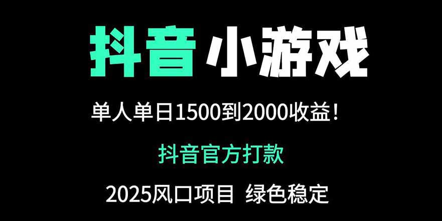 抖音官方小游戏2025全网最新玩法，暴利赚钱项目，单机日入2000+-蜜桃网创