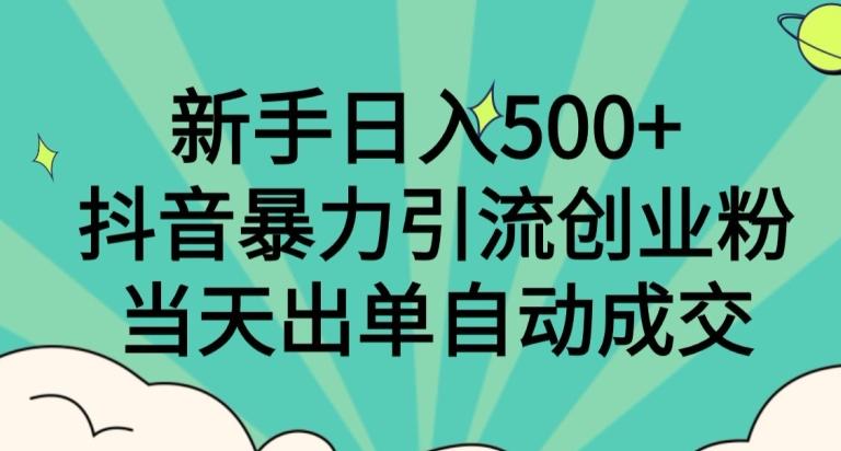 新手日入500+，抖音暴力引流创业粉，当天出单自动成交-蜜桃网创