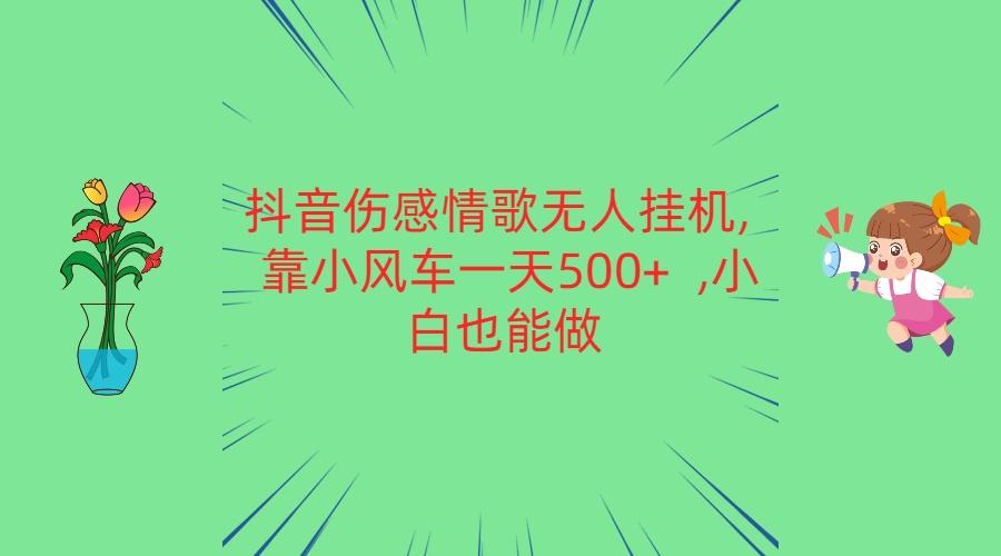抖音伤感情歌无人挂机 靠小风车一天500+ 小白也能做-蜜桃网创