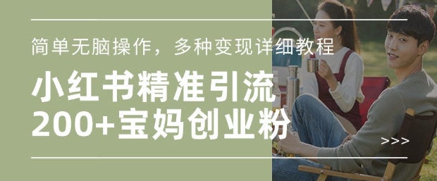 小红书混剪日引200+宝妈创业粉，简单无脑操作，多种变现详细教程-蜜桃网创