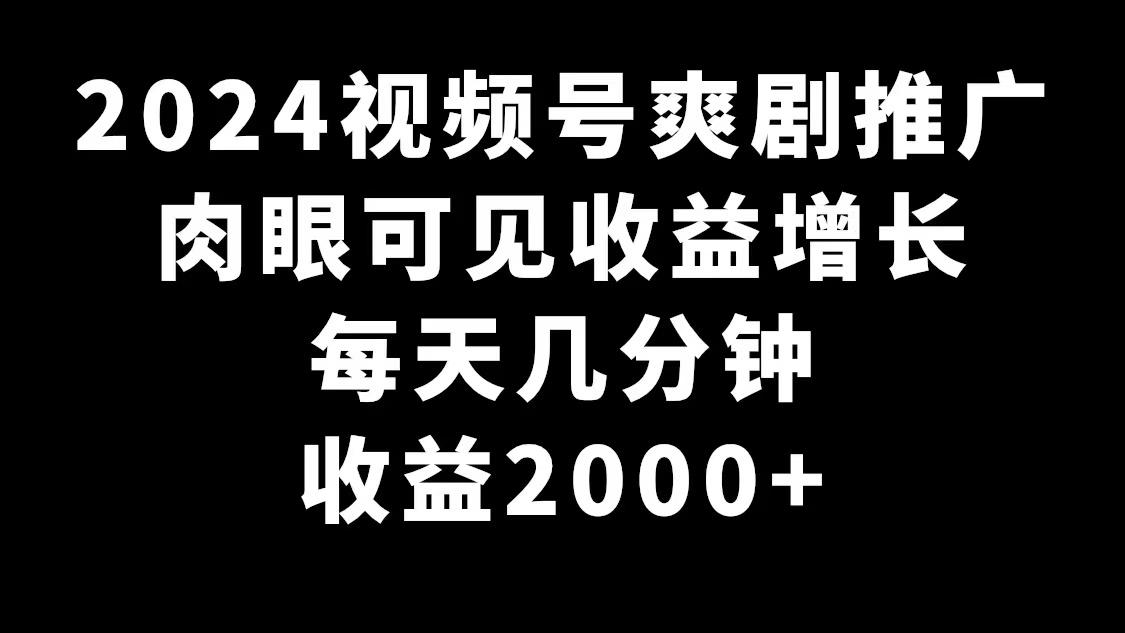 2024视频号爽剧推广，肉眼可见的收益增长，每天几分钟收益2000+-蜜桃网创