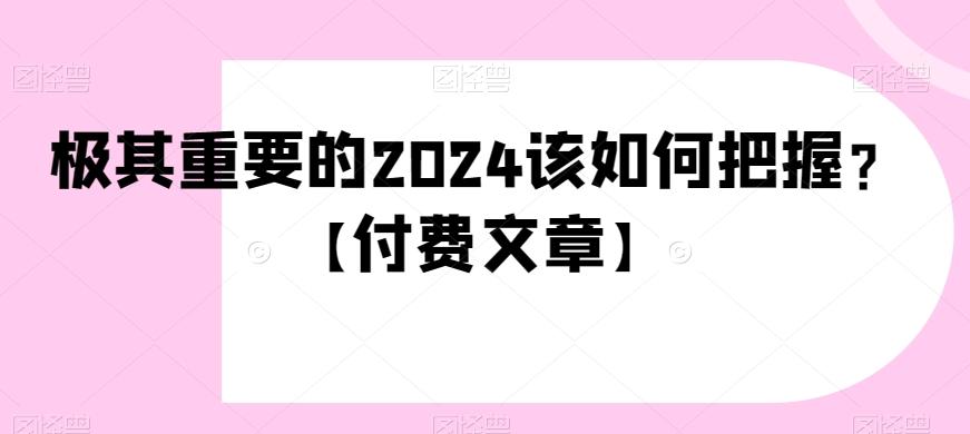 极其重要的2024该如何把握？【付费文章】-蜜桃网创